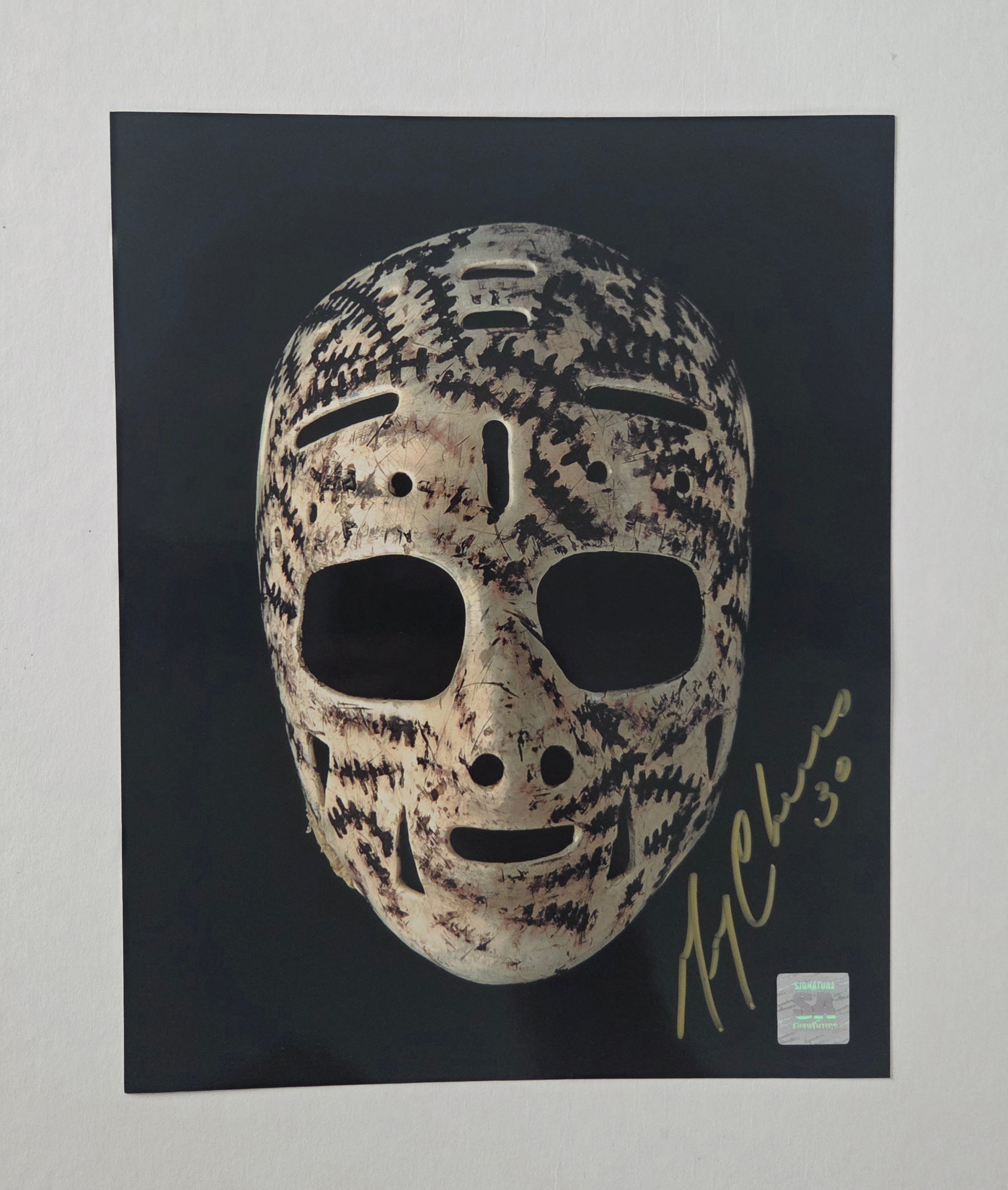 Gerry Cheevers - Autographed Mask Photo  8 x 10
